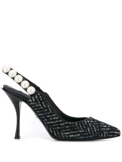 Shop Dolce & Gabbana Lori Pearl Slingback Pumps In Black