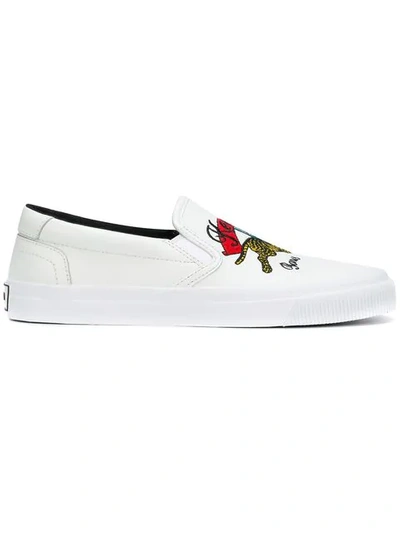 Shop Kenzo Slip-on Sneakers In White