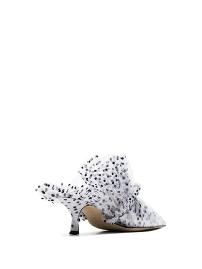 Shop Midnight 00 White 55 Tulle Detail Pvc-wrapped Leather Mules
