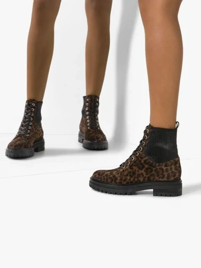 Shop Gianvito Rossi Leopard Print Ankle Boots In Brown