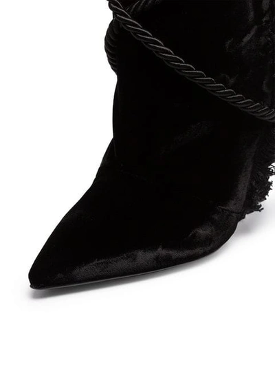 Shop Versace Black Pillow Talk 110 Braided Velvet Knee High Boots