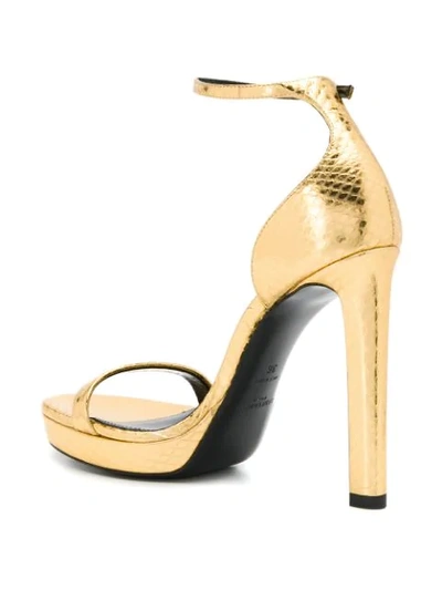 Shop Saint Laurent Snake Pattern Sandals In Gold