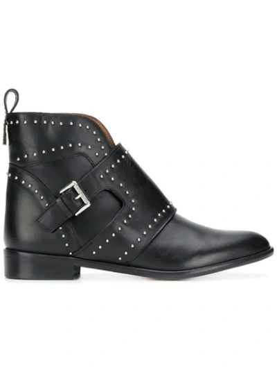 Shop Emporio Armani Studded Ankle Boots In Black