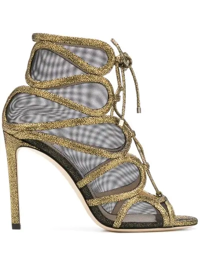 Shop Jimmy Choo Malena 100 Sandals In Metallic