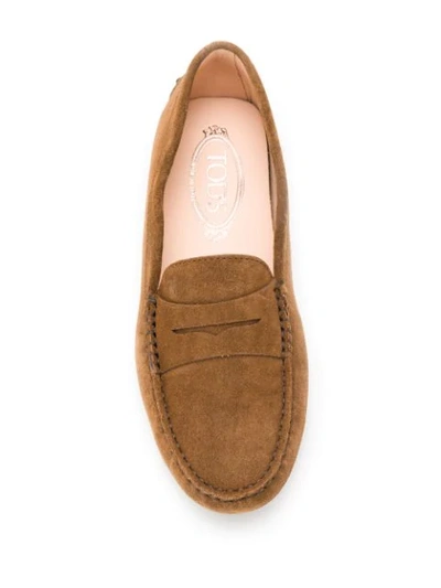 Shop Tod's Driving Loafers In Brown