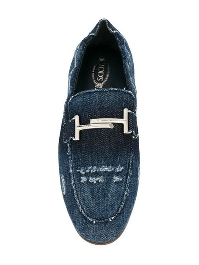 Shop Tod's Double T Loafers In Blue