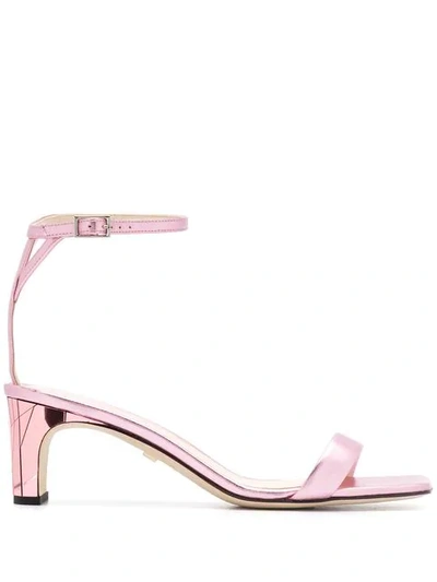 Shop Greymer Metallic-tone Heeled Sandals In Pink