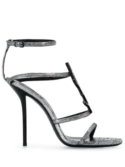 Shop Saint Laurent Cassandra 110mm Sandals In Silver