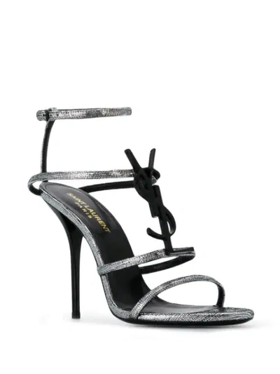 Shop Saint Laurent Cassandra 110mm Sandals In Silver