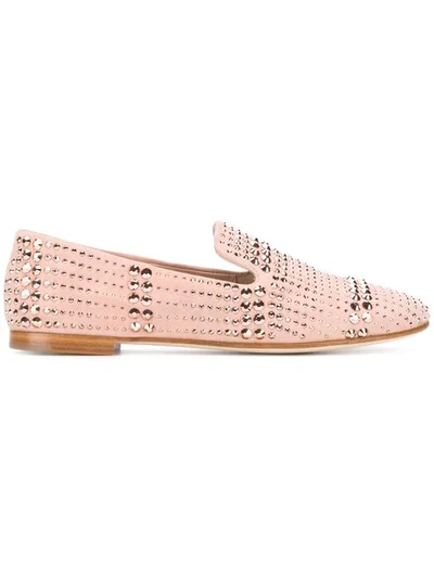 Shop Giuseppe Zanotti Flat Studded Loafers In Pink