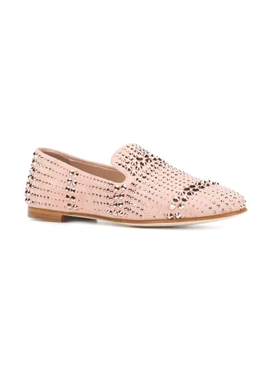 Shop Giuseppe Zanotti Flat Studded Loafers In Pink