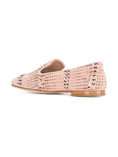 Shop Giuseppe Zanotti Flat Studded Loafers In Pink