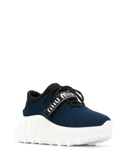 Shop Miu Miu Miu Run Platform Sneakers In Blue