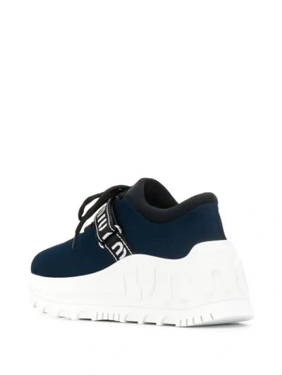 Shop Miu Miu Miu Run Platform Sneakers In Blue