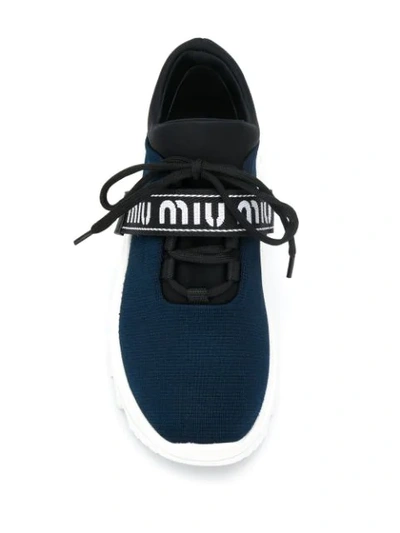 Shop Miu Miu Miu Run Platform Sneakers In Blue