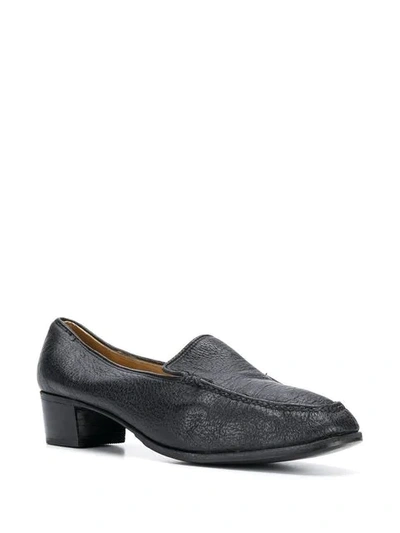 Pre-owned Gucci 1960's Heeled Loafers In Black