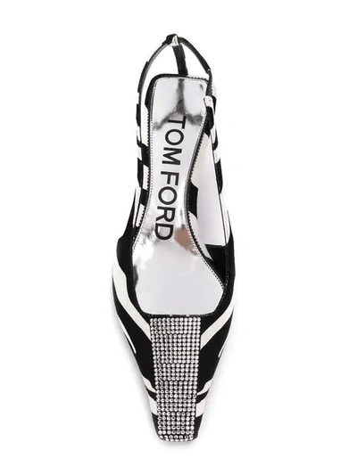 Shop Tom Ford Crystal Embellished Slingback Pumps In Black ,white