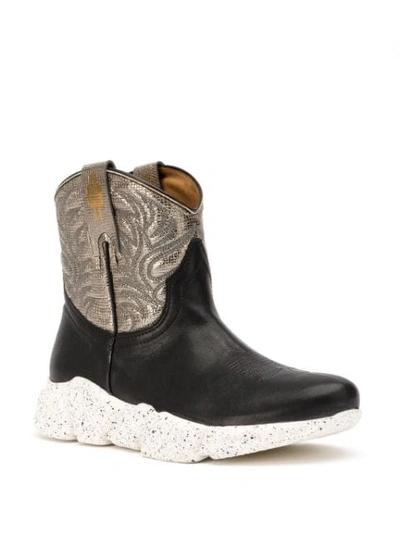 Texas Robot Western Sneaker Boots In Black