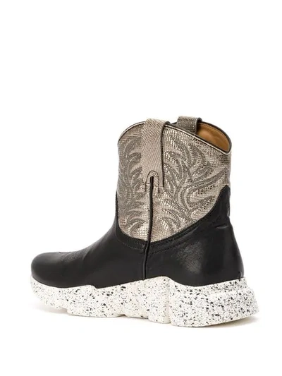 Texas Robot Western Sneaker Boots In Black