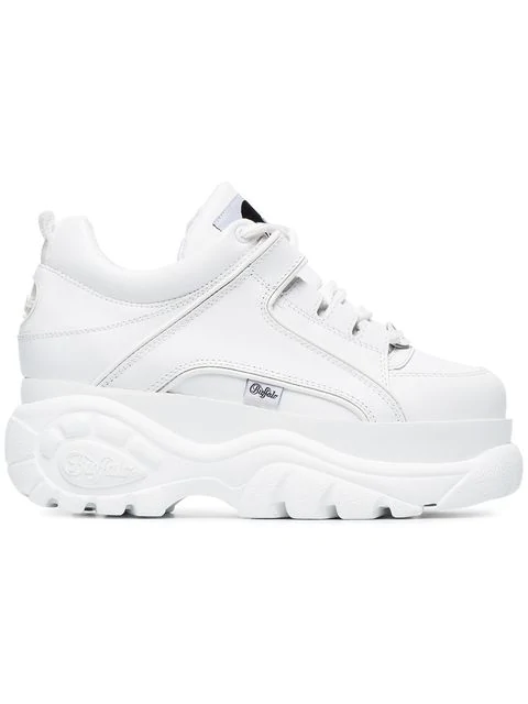 buffalo white leather chunky platform trainers