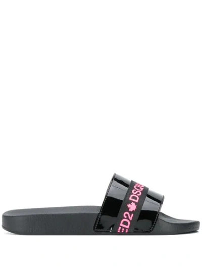 Shop Dsquared2 Logo Slides In Black