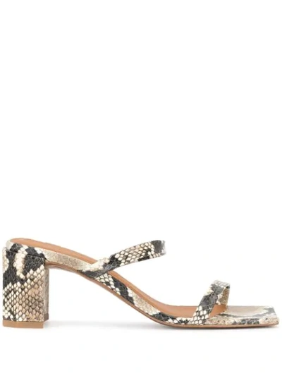 Shop By Far Tanya Snake Print Sandals In Brown