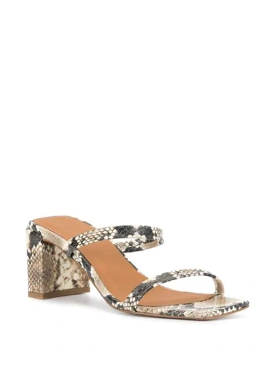 Shop By Far Tanya Snake Print Sandals In Brown