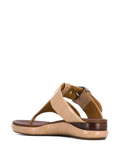 Shop Chloé Buckled Thong Sandals In Neutrals