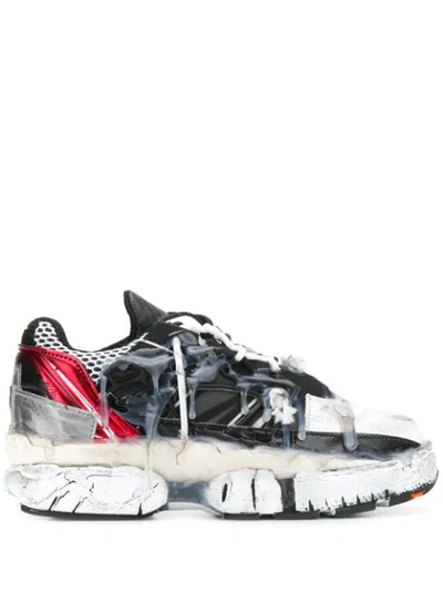 Shop Maison Margiela Distressed Drip-effect Sneakers In White