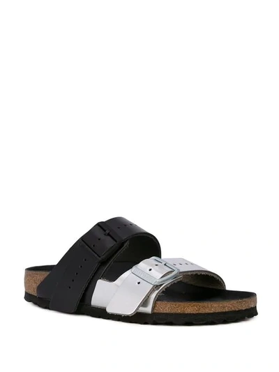 Shop Rick Owens Metallic Buckle Sliders In Black