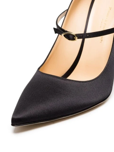 Shop Jennifer Chamandi Black Lorenzo 105 Satin Pumps