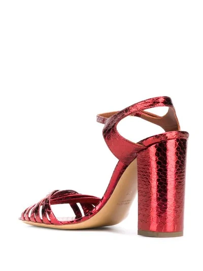 Shop Michel Vivien Metallic Strappy Sandals In Red