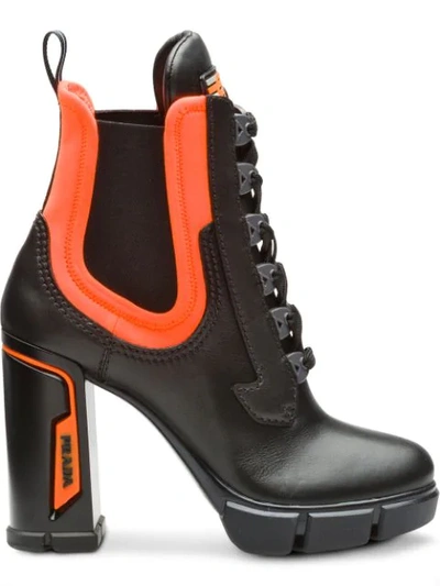 Shop Prada Chunky Lace-up Boots In Black