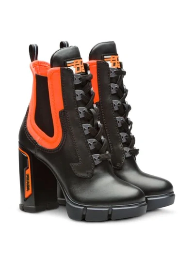 Shop Prada Chunky Lace-up Boots In Black