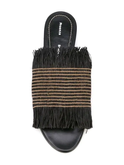 Shop Proenza Schouler Fringe Flat Slides In Black