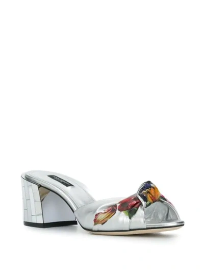 Shop Dolce & Gabbana Floral Sandals In Silver