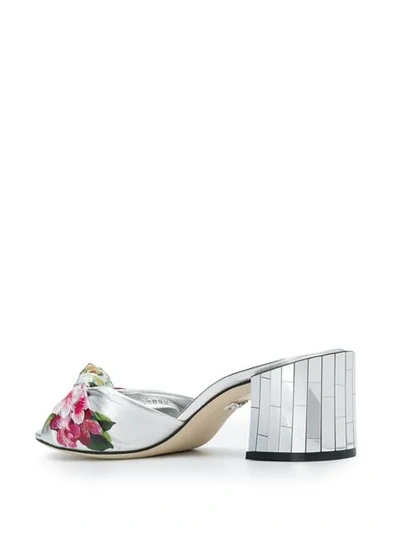 Shop Dolce & Gabbana Floral Sandals In Silver