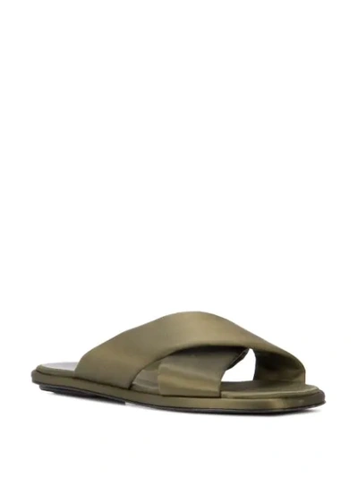 Shop Rosetta Getty Crisscross Strap Flat Sandals In Loden