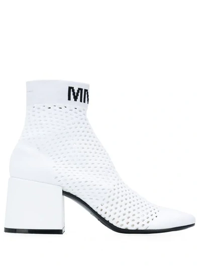 Shop Mm6 Maison Margiela Mesh Effect Booties In White