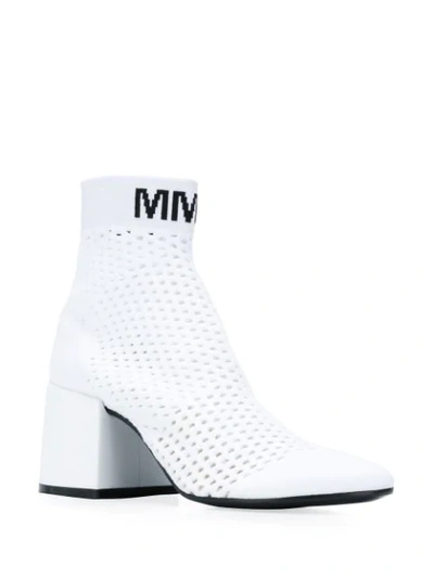 Shop Mm6 Maison Margiela Mesh Effect Booties In White