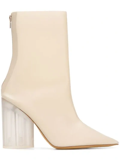 Shop Yeezy Block Heel Boots In Neutrals