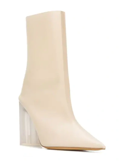 Shop Yeezy Block Heel Boots In Neutrals