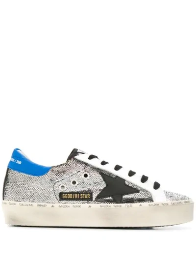 Shop Golden Goose Hi Star Sequin Sneakers In Silver