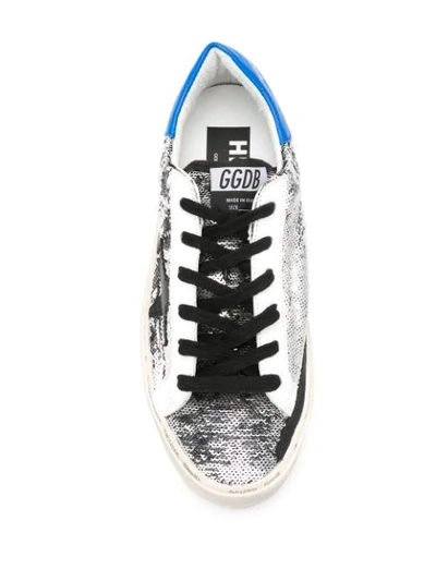 Shop Golden Goose Hi Star Sequin Sneakers In Silver