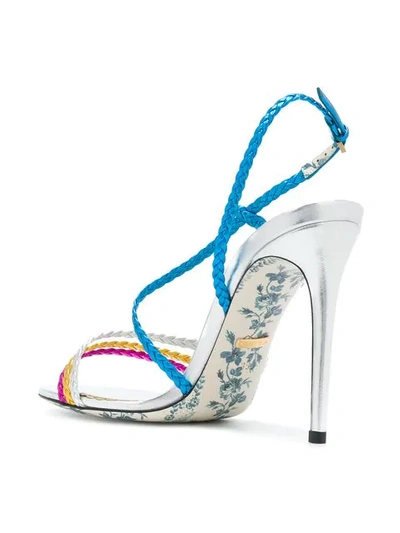 Shop Gucci Braided Sandals In Blue