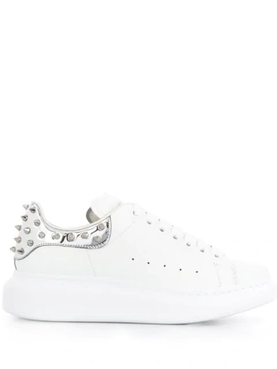 Shop Alexander Mcqueen Oversized Sole Studded Sneakers In 9058 White Platinum