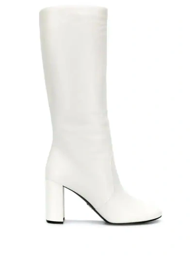Shop Prada Calf Leg Boots In White