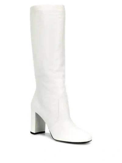 Shop Prada Calf Leg Boots In White