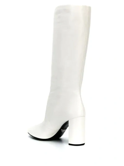 PRADA CHUNKY HEELED MID-CALF BOOTS - 白色