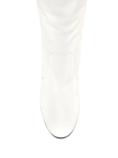 Shop Prada Calf Leg Boots In White